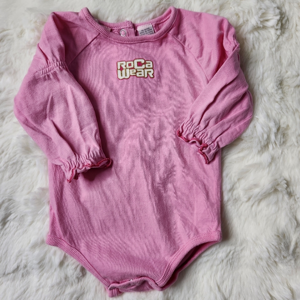 Y2K Rocawear Light Pink Onesie 6 to 9 Month Glitter